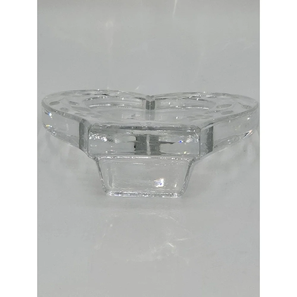 Vintage Crystal Heart Picture Frame Etched Floral Glass Freestanding Photo Frame